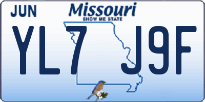 MO license plate YL7J9F