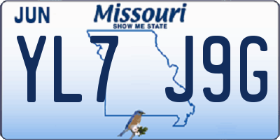 MO license plate YL7J9G