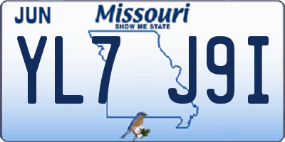 MO license plate YL7J9I