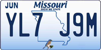 MO license plate YL7J9M