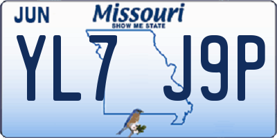 MO license plate YL7J9P