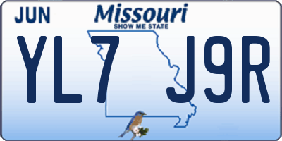 MO license plate YL7J9R