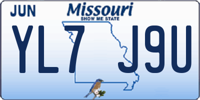 MO license plate YL7J9U