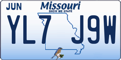 MO license plate YL7J9W