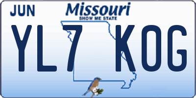 MO license plate YL7K0G