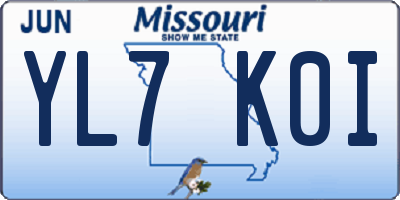 MO license plate YL7K0I