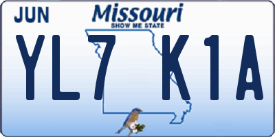 MO license plate YL7K1A