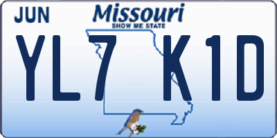 MO license plate YL7K1D