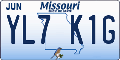 MO license plate YL7K1G