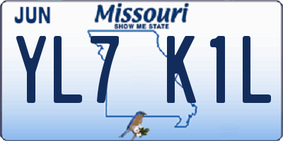 MO license plate YL7K1L