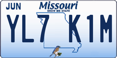 MO license plate YL7K1M
