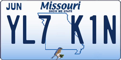 MO license plate YL7K1N