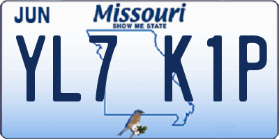MO license plate YL7K1P