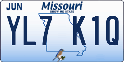 MO license plate YL7K1Q