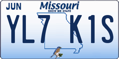 MO license plate YL7K1S