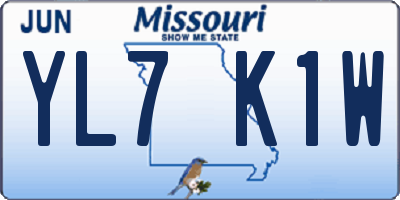 MO license plate YL7K1W