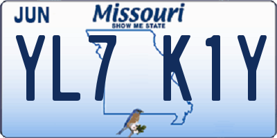MO license plate YL7K1Y