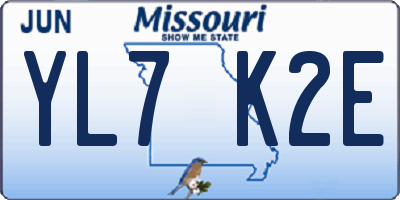MO license plate YL7K2E