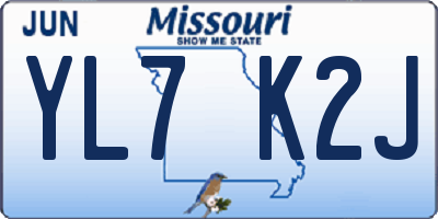 MO license plate YL7K2J