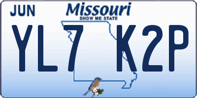 MO license plate YL7K2P