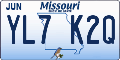 MO license plate YL7K2Q