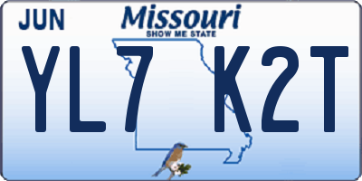 MO license plate YL7K2T