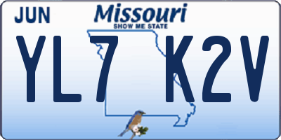 MO license plate YL7K2V