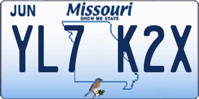 MO license plate YL7K2X