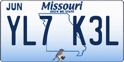 MO license plate YL7K3L