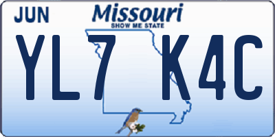 MO license plate YL7K4C