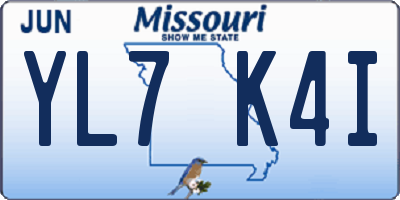 MO license plate YL7K4I