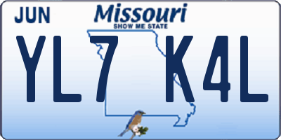 MO license plate YL7K4L
