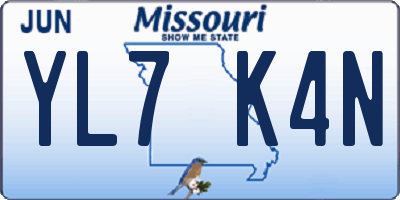 MO license plate YL7K4N