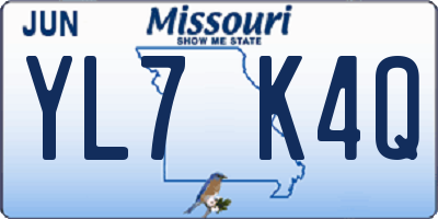 MO license plate YL7K4Q