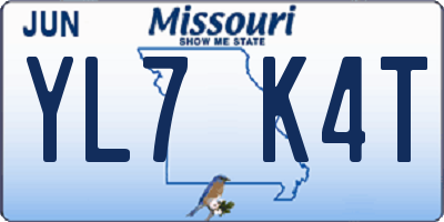 MO license plate YL7K4T