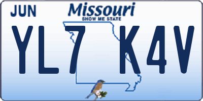 MO license plate YL7K4V