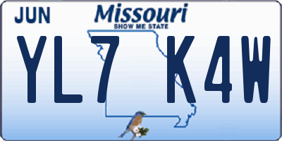 MO license plate YL7K4W