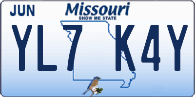 MO license plate YL7K4Y
