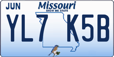 MO license plate YL7K5B