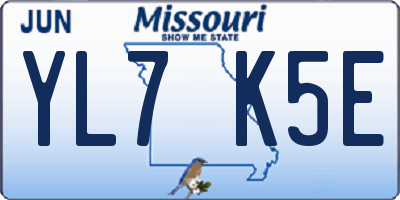 MO license plate YL7K5E