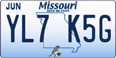 MO license plate YL7K5G