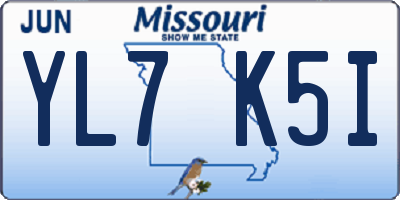 MO license plate YL7K5I