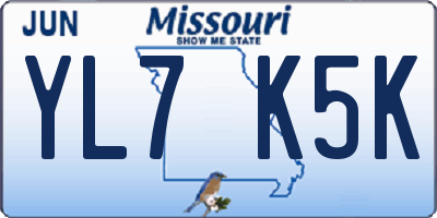 MO license plate YL7K5K