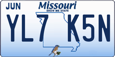 MO license plate YL7K5N