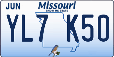 MO license plate YL7K5O