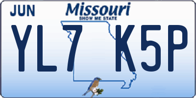 MO license plate YL7K5P