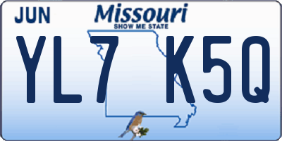 MO license plate YL7K5Q