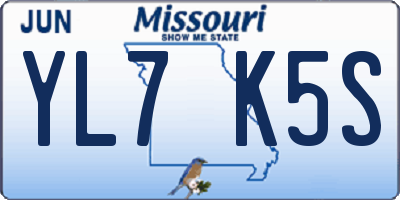 MO license plate YL7K5S