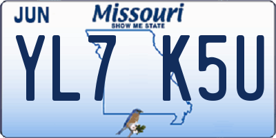 MO license plate YL7K5U