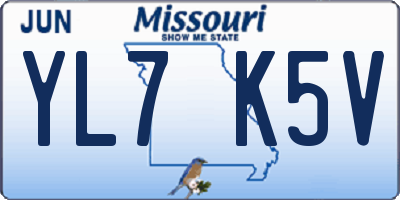 MO license plate YL7K5V
